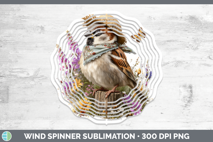 Birds 01 Bandana Summer Sparrow Wind Spinner Sublimation Spi