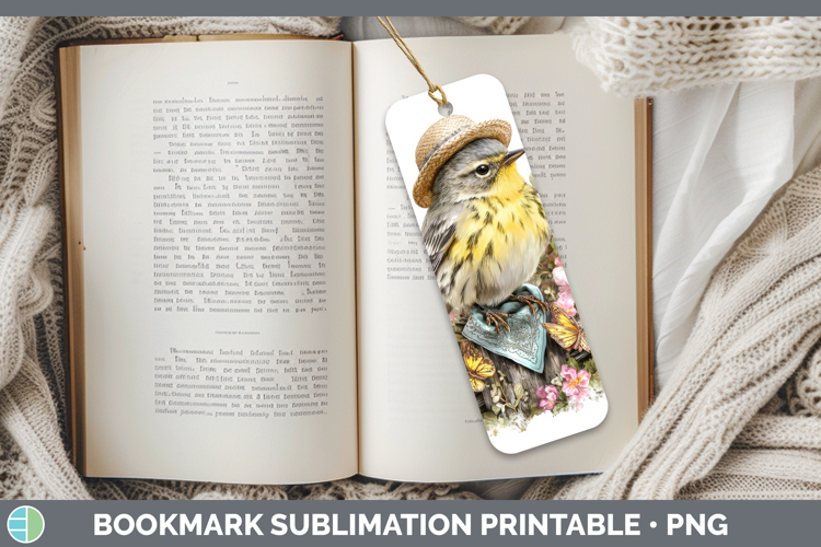 Birds 01 Bandana Summer Warbler Bookmark Sublimation Printab