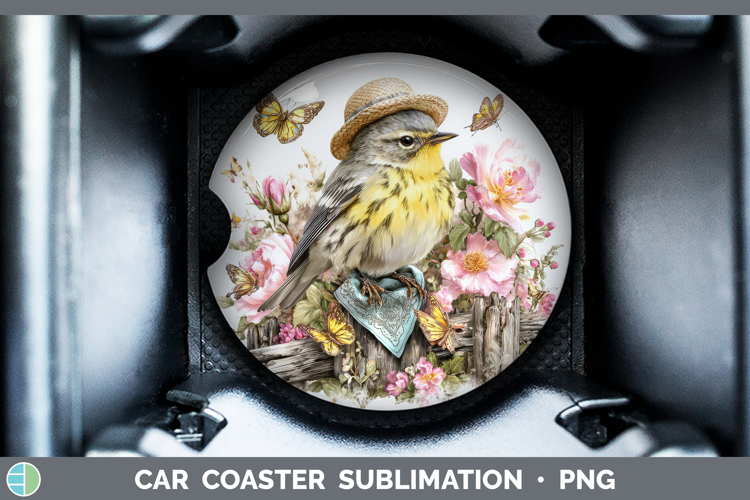 Birds 01 Bandana Summer Warbler Car Coaster Sublimation Des
