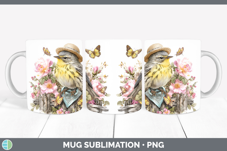 Birds 01 Bandana Summer Warbler Mug Wrap Sublimation Coffee