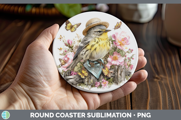 Birds 01 Bandana Summer Warbler Round Coaster Sublimation Co