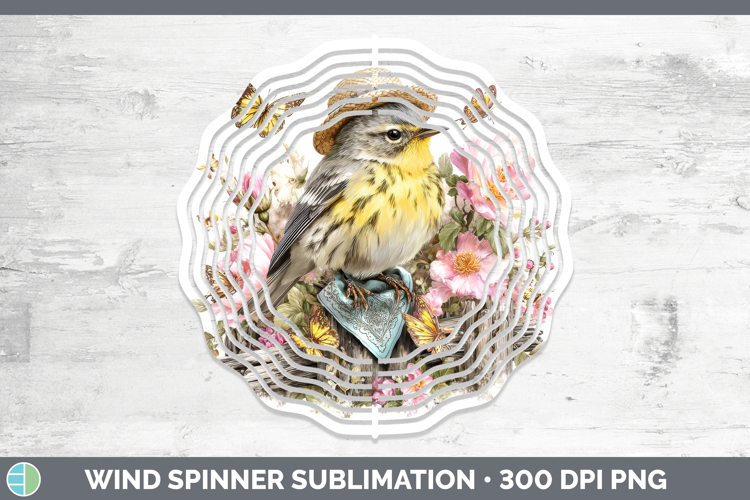 Birds 01 Bandana Summer Warbler Wind Spinner Sublimation Spi