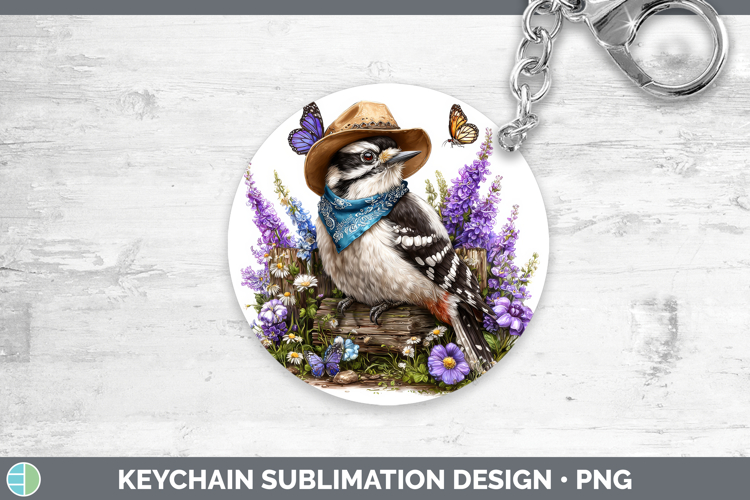 Birds 01 Bandana Summer Woodpecker Downy Keychain Sublimatio