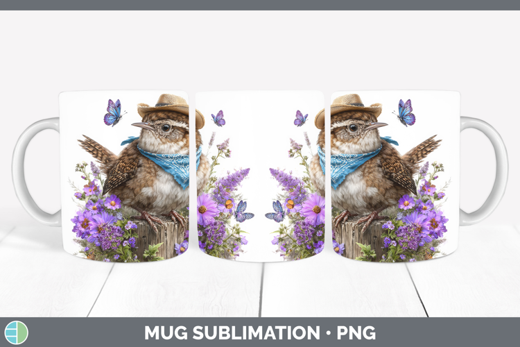 Birds 01 Bandana Summer Wren Mug Wrap Sublimation Coffee Cup