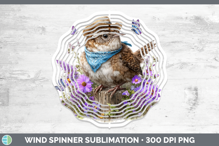 Birds 01 Bandana Summer Wren Wind Spinner Sublimation Spinne