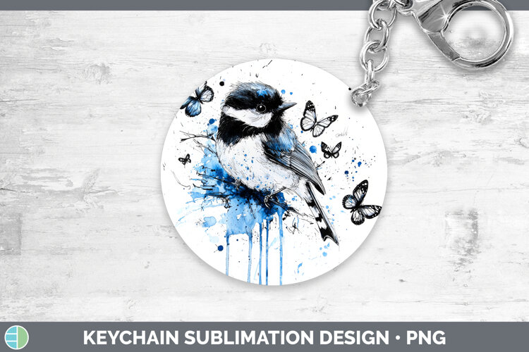 GorgeousBirds 01 Blue Drips Keychain design.