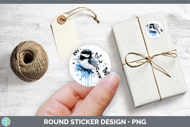 GorgeousBirds 01 Blue Drips Stickers design.