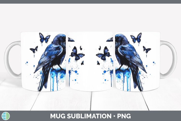 GorgeousBirds 01 Blue Drips Mug Wrap design.