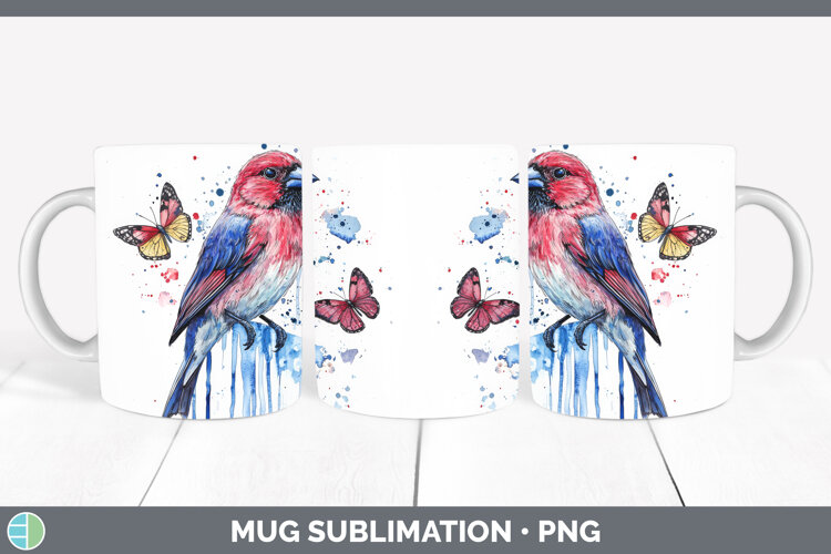 GorgeousBirds 01 Blue Drips Mug Wrap design.