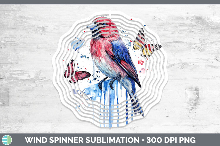 GorgeousBirds 01 Blue Drips Wind Spinner design.