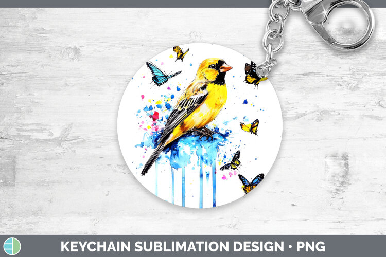 GorgeousBirds 01 Blue Drips Keychain design.