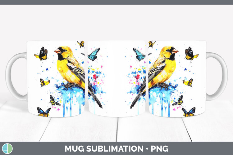 GorgeousBirds 01 Blue Drips Mug Wrap design.