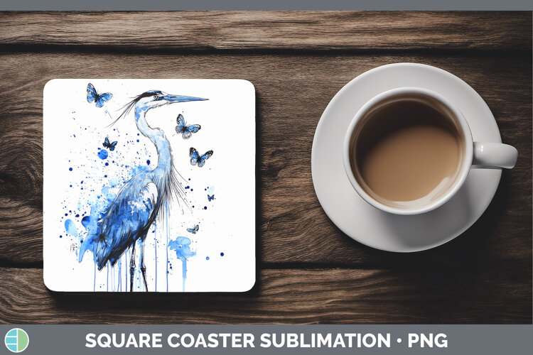 GorgeousBirds 01 Blue Drips Square Coaster design.