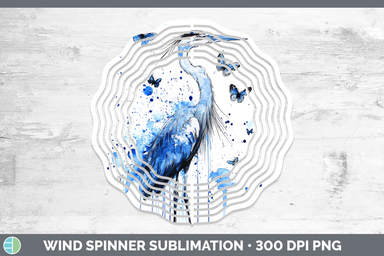 Great Blue Heron Wind Spinner Birds 01 Blue Drips Sublimatio