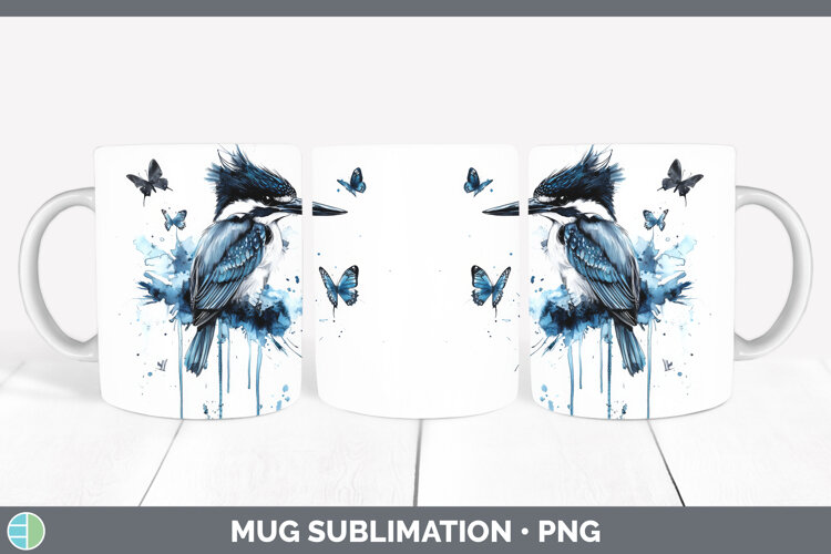 GorgeousBirds 01 Blue Drips Mug Wrap design.