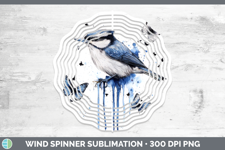 Nuthatch Wind Spinner Birds 01 Blue Drips Sublimation Spinne