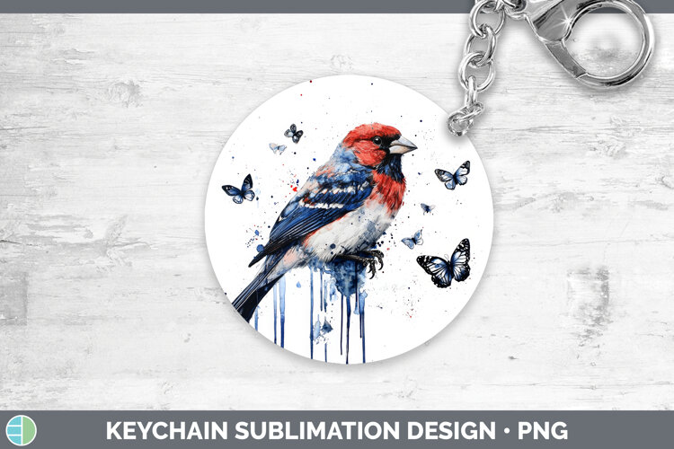 GorgeousBirds 01 Blue Drips Keychain design.