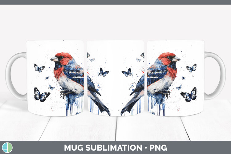 GorgeousBirds 01 Blue Drips Mug Wrap design.