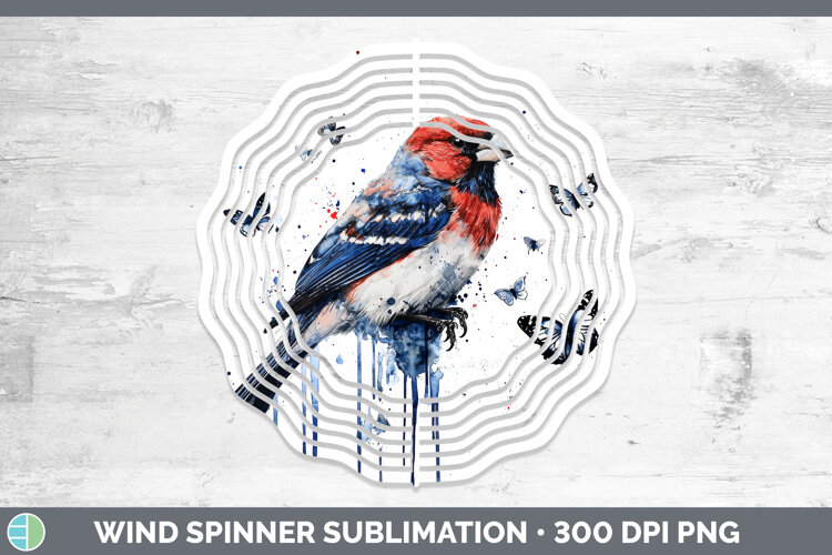 GorgeousBirds 01 Blue Drips Wind Spinner design.