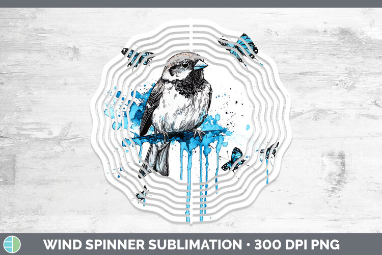 GorgeousBirds 01 Blue Drips Wind Spinner design.
