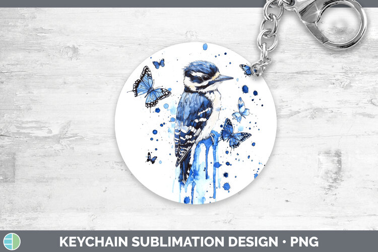 GorgeousBirds 01 Blue Drips Keychain design.
