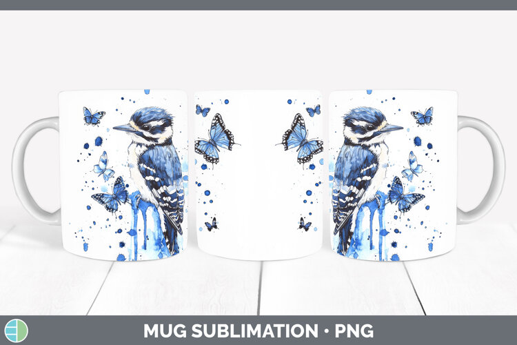 GorgeousBirds 01 Blue Drips Mug Wrap design.