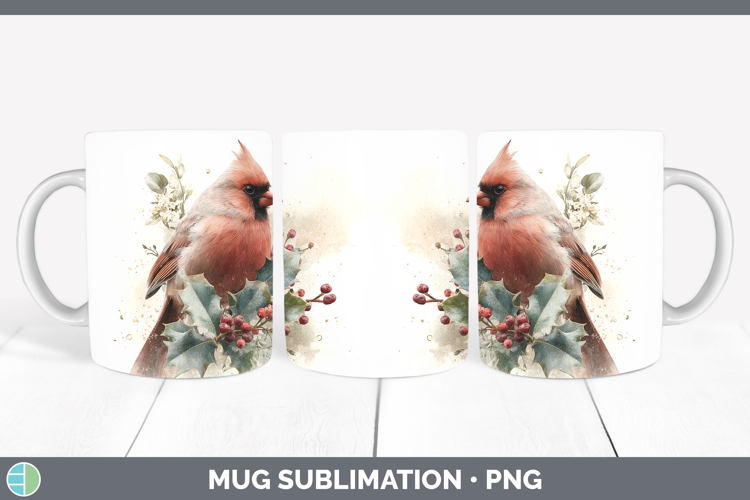 Cardinal Birds 01 Christmas Botanicals Mug Wrap Sublimation