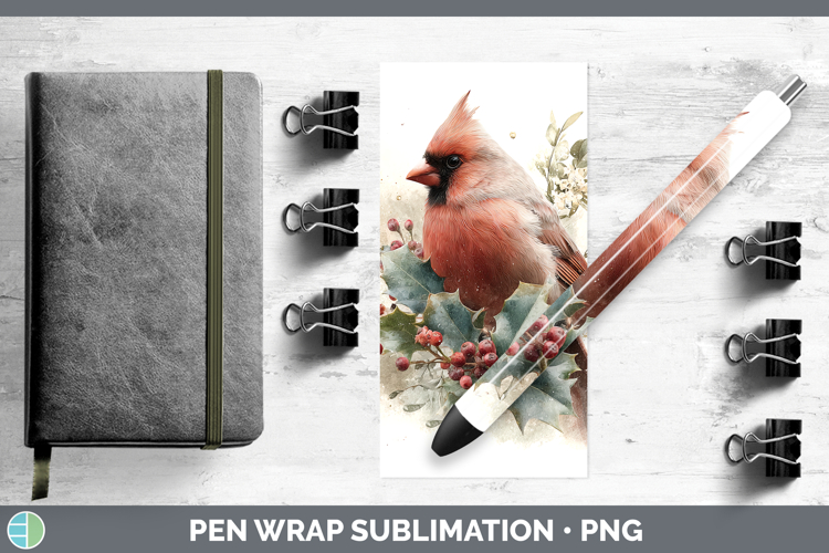 Cardinal Birds 01 Christmas Botanicals Pen Wrap Sublimation