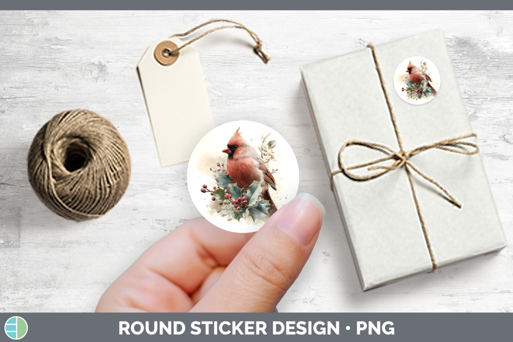 Cardinal Birds 01 Christmas Botanicals Stickers Design