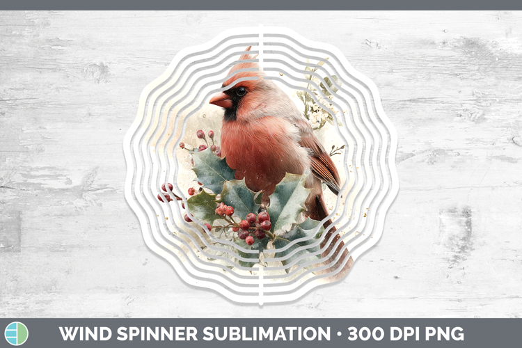 Cardinal Birds 01 Christmas Botanicals Wind Spinner Sublimat