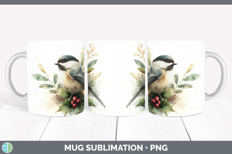 GorgeousBirds 01 Christmas Botanicals Mug Wrap design.