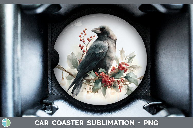 GorgeousBirds 01 Christmas Botanicals Car Coaster design.
