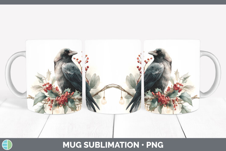 GorgeousBirds 01 Christmas Botanicals Mug Wrap design.
