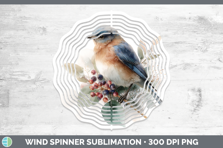Eastern Bluebird Birds 01 Christmas Botanicals Wind Spinner