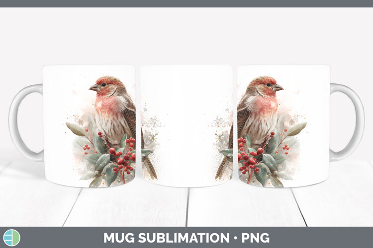 GorgeousBirds 01 Christmas Botanicals Mug Wrap design.