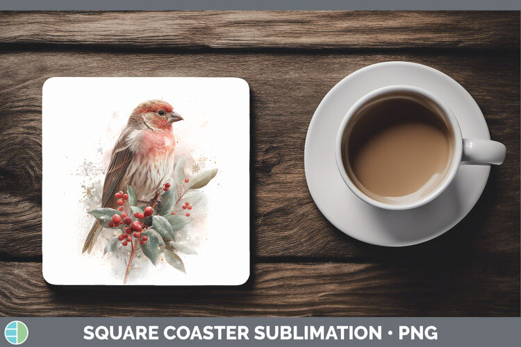 GorgeousBirds 01 Christmas Botanicals Square Coaster design.