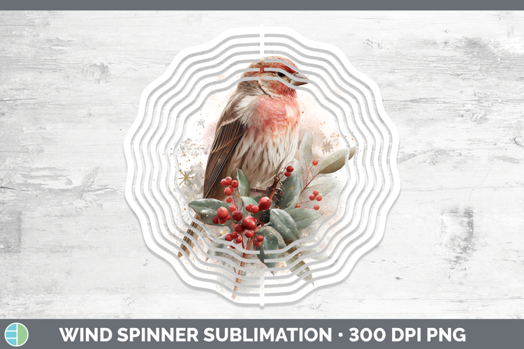 Finch Birds 01 Christmas Botanicals Wind Spinner Sublimation