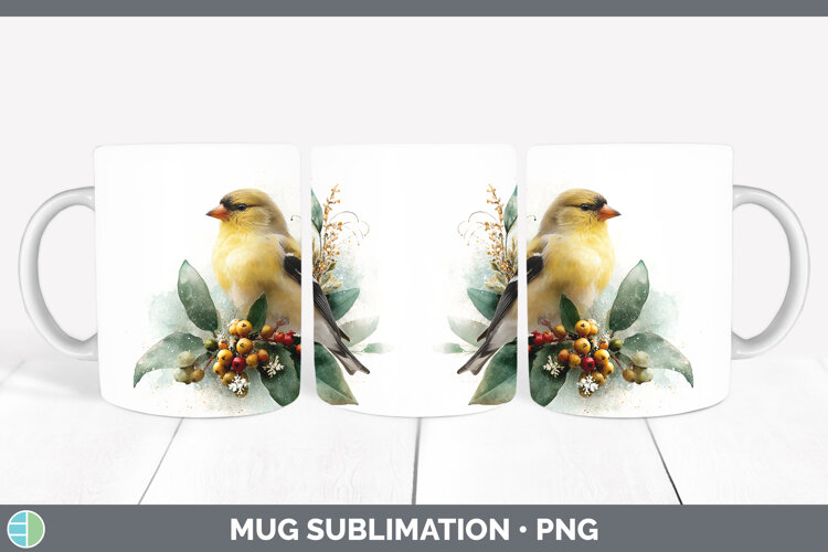 GorgeousBirds 01 Christmas Botanicals Mug Wrap design.