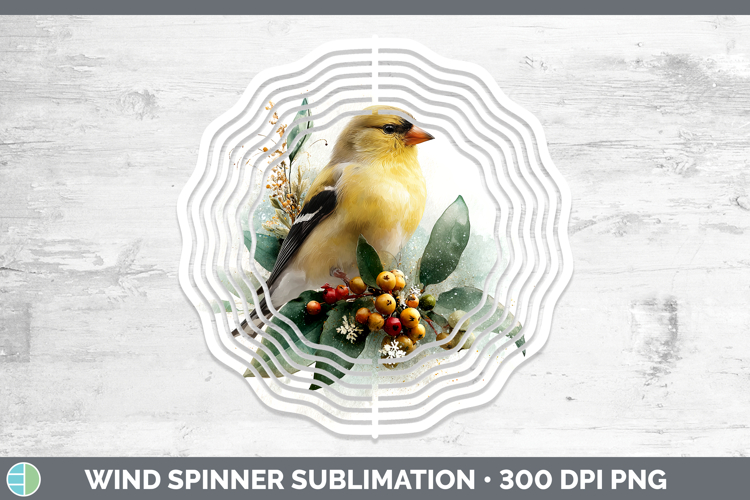 Goldfinch Birds 01 Christmas Botanicals Wind Spinner Sublima