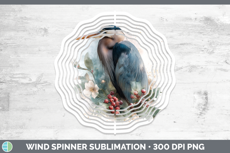 Great Blue Heron Birds 01 Christmas Botanicals Wind Spinner
