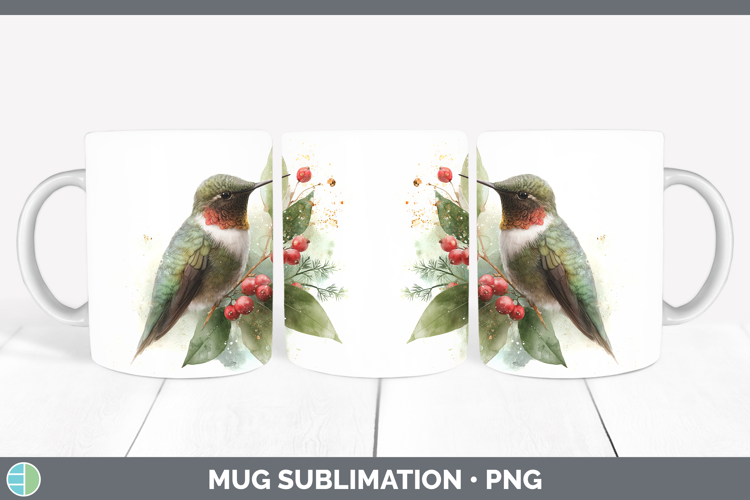 Hummingbird Birds 01 Christmas Botanicals Mug Wrap Sublimati