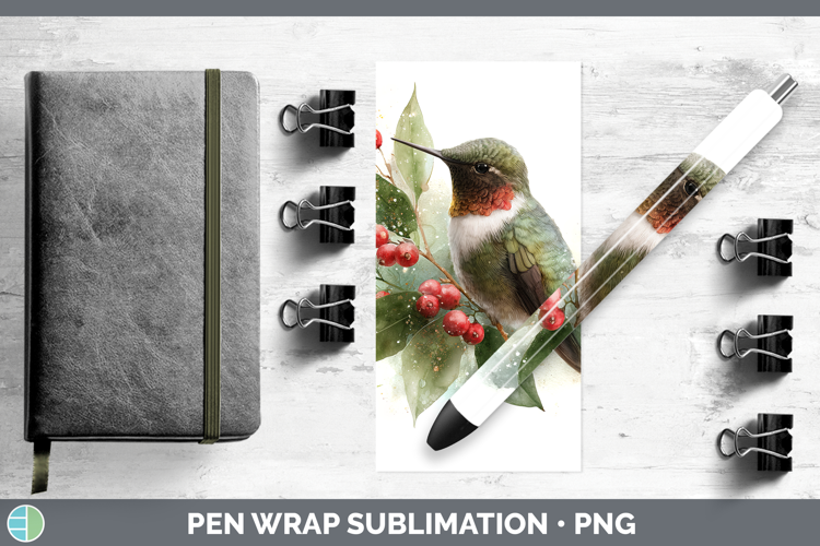 Hummingbird Birds 01 Christmas Botanicals Pen Wrap Sublimati