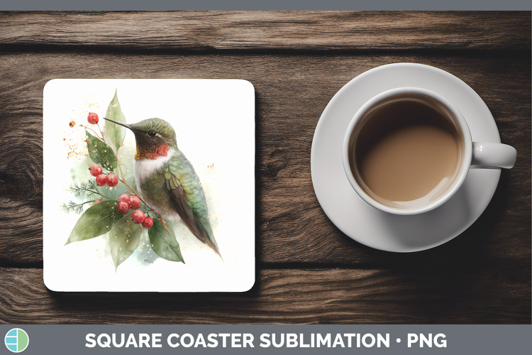 Hummingbird Birds 01 Christmas Botanicals Square Coaster Sub