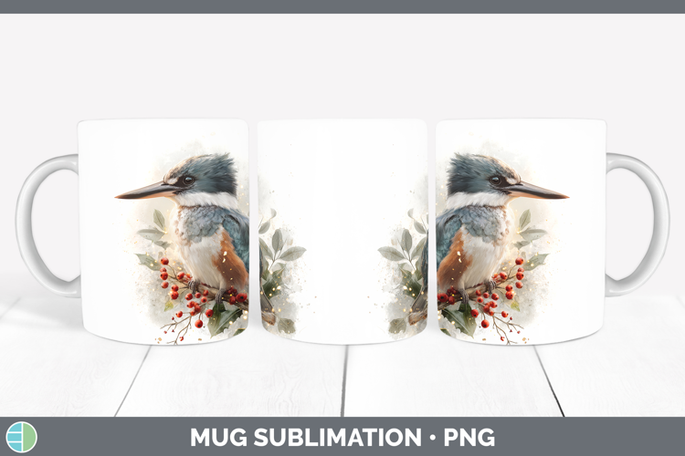 Kingfisher Birds 01 Christmas Botanicals Mug Wrap Sublimatio