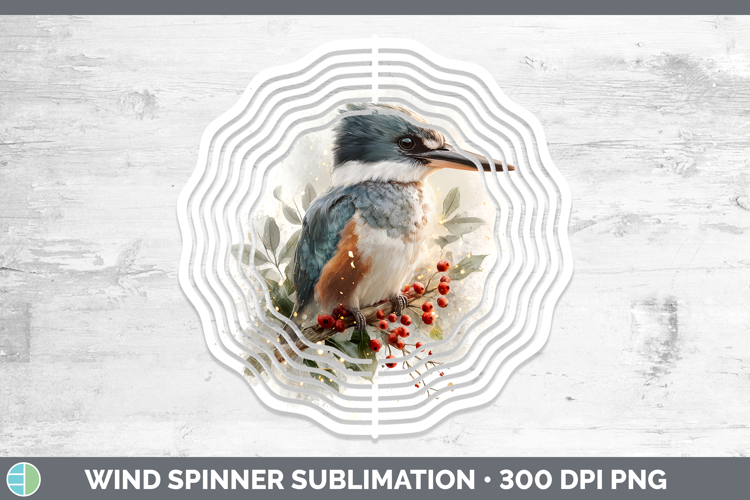 Kingfisher Birds 01 Christmas Botanicals Wind Spinner Sublim