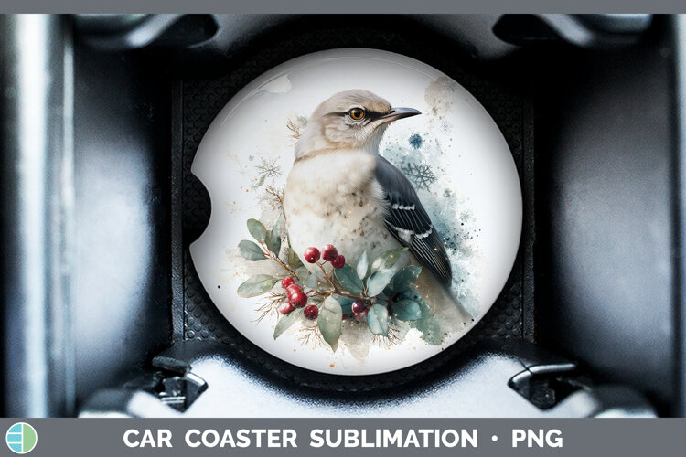 GorgeousBirds 01 Christmas Botanicals Car Coaster design.
