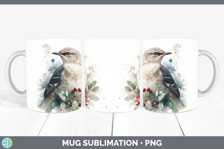 Mockingbird Birds 01 Christmas Botanicals Mug Wrap Sublimati