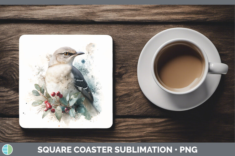 GorgeousBirds 01 Christmas Botanicals Square Coaster design.