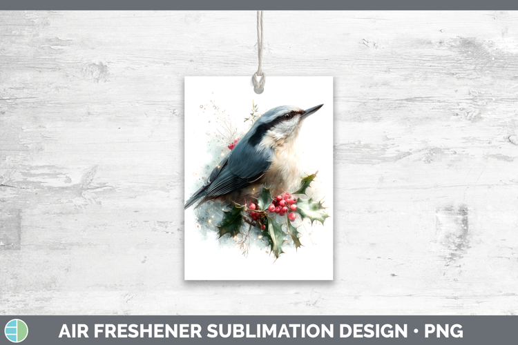 Nuthatch Birds 01 Christmas Botanicals Air Freshener Sublima