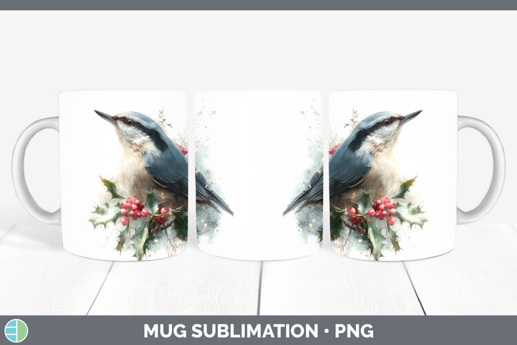 GorgeousBirds 01 Christmas Botanicals Mug Wrap design.